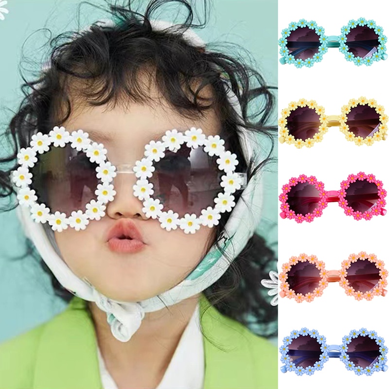 New Daisy Kids Sunglasses Baby Girls Flower Sunglasses Summer Children Boys Outdoor Sun Protection Eyewear Photography Props