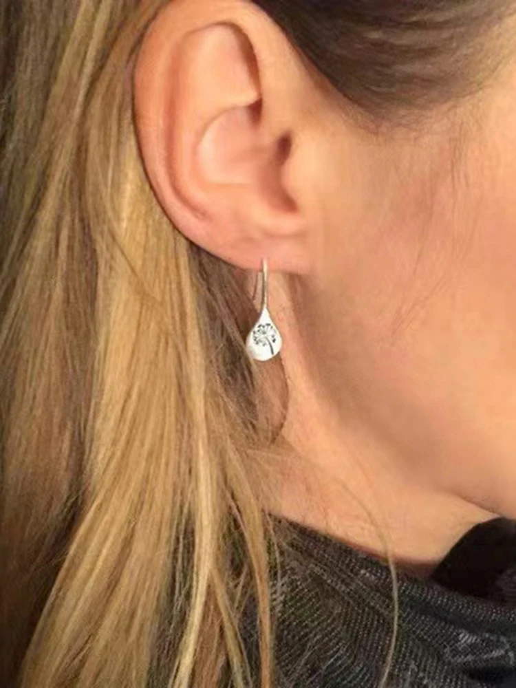 New 925 Sterling Silver Drop Shaped Earrings Plant Hook Earrings Birthday Gift Exquisite Jewelry for