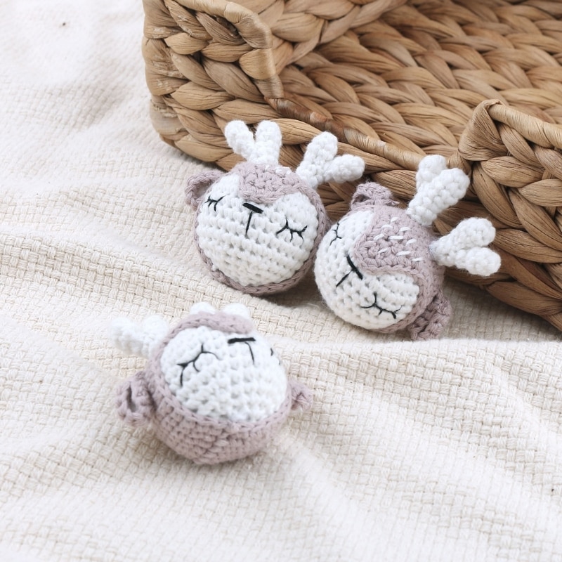 Handmade Crochet Rabbit Animal Knitting Beads DIY Baby Pacifier Chain Chewable Dropshipping