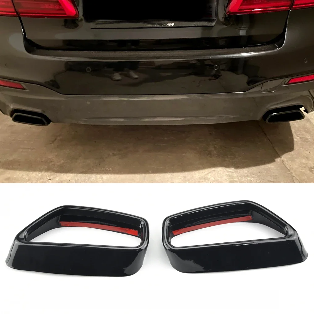 For BMW 5 Series G30 G31 2018-2021 Stainless Steel Black Car Exhaust Pipe Cover Stickers Exterior