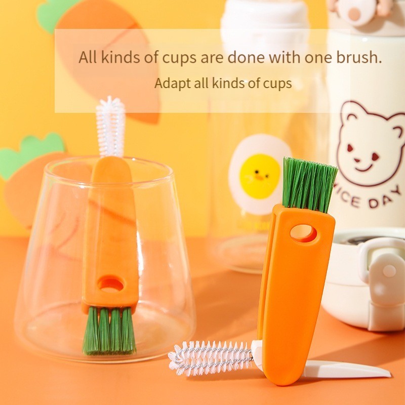 Three In One Baby Care Tools Bottle Cleaning Brush Baby Pacifier Straw Scrubber Brush Glass Cup Wash Baby Convenience Care Tools
