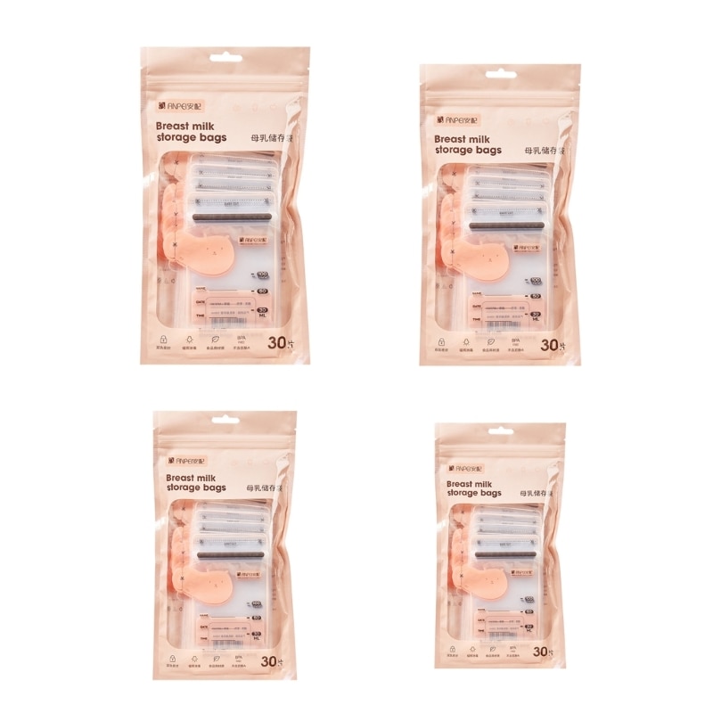 30Pcs Standing Breast Milk Storage Bags Infant Food Pouch 3/5/7/8oz Baby Snack Storing Bag Self-Feeding Puree Pouches