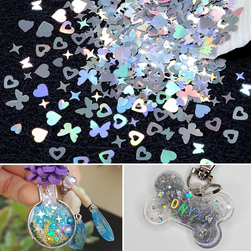 Holographic Glitter Butterfly Sequins For DIY Epoxy Resin Filling Shaker Fillers Sparkly Silver Series Colorant Crafts Materials