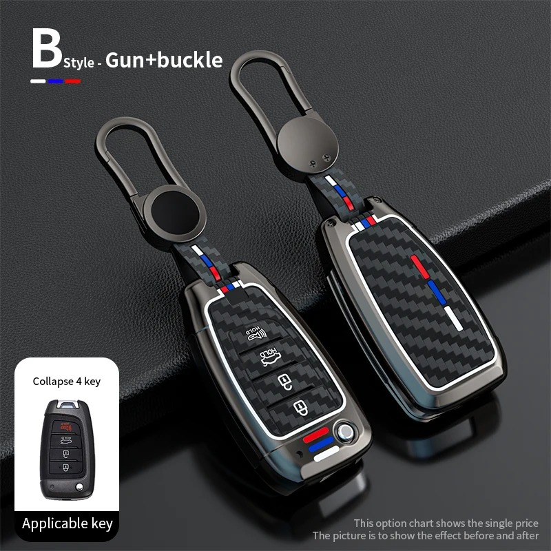 Zinc Alloy Car Flip Key Case Cover for Hyundai Elantra Solaris Tucson I30 I35 I40 KONA Genesis Santa
