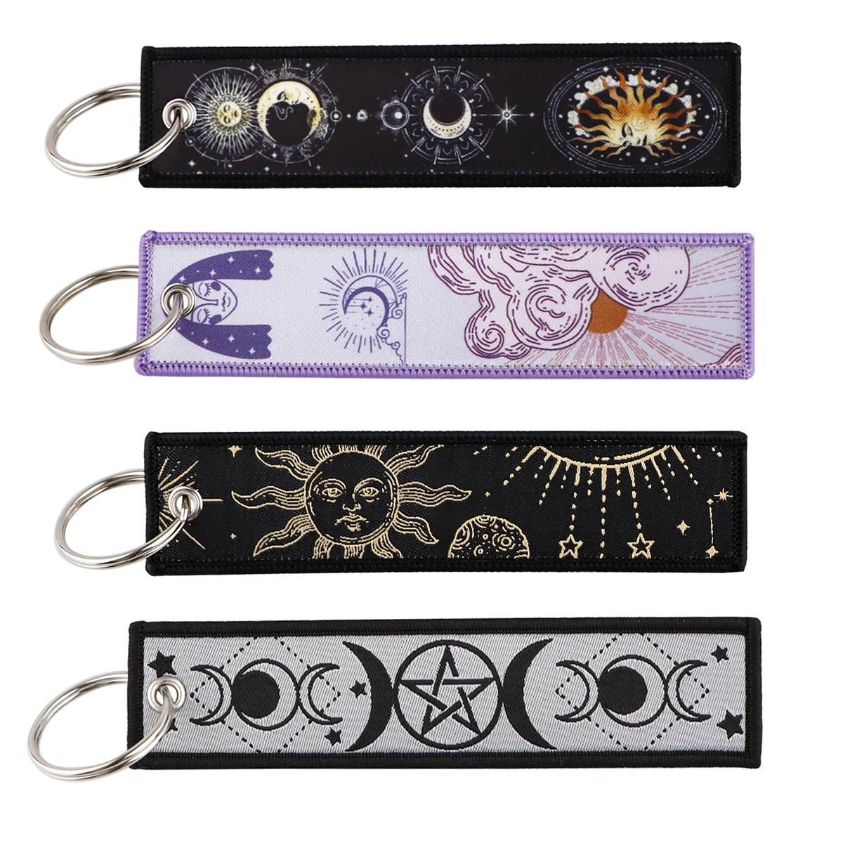 Triple Moon Goddess Wicca Pentagram Magic Amulet Key Tag Keychains for Car Motorcycles Keys Holder