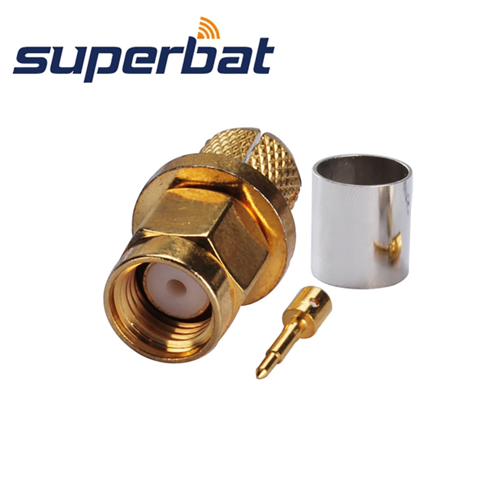 Superbat 10pcs SMA Crimp Male Straight for 50-5 Cable Goldplated RF Coaxial Connector