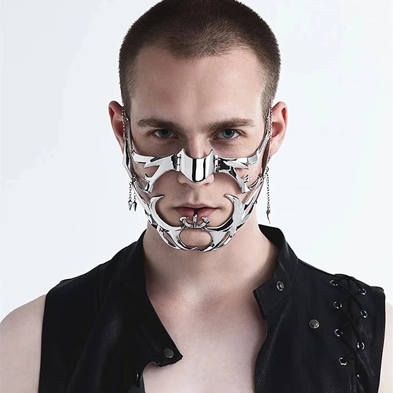 2023 New Gothic Hip Hop Metal Mecha Storm Ornament Fluid Face Earrings Boys Girls Street Trendy Cool Jewelry Gifts