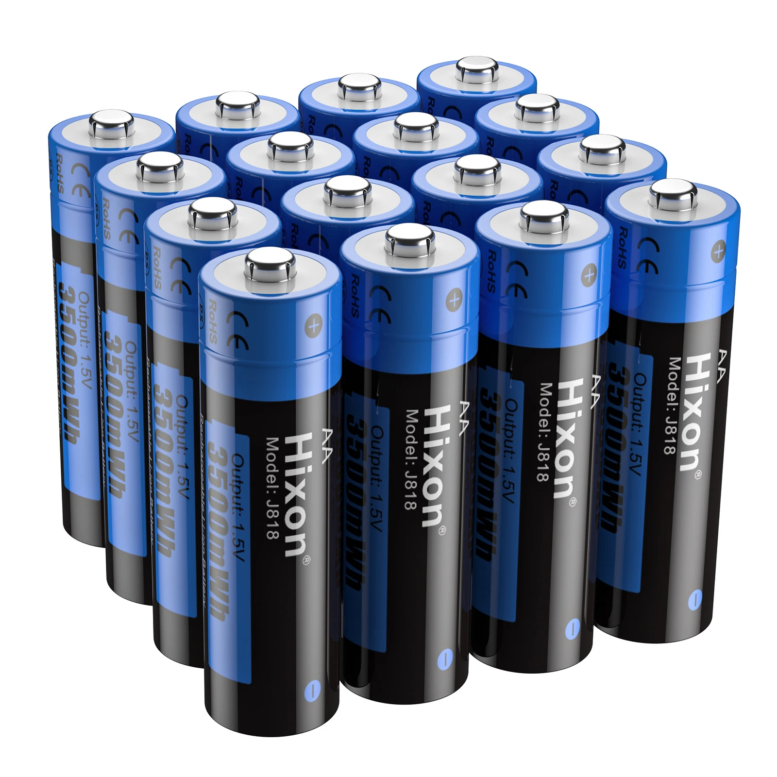Hixon 4PCS AA 3500mWh 1.5V Li-Ion Rechargeable Battery AA Lithium Batteries With Smart LED Indicator