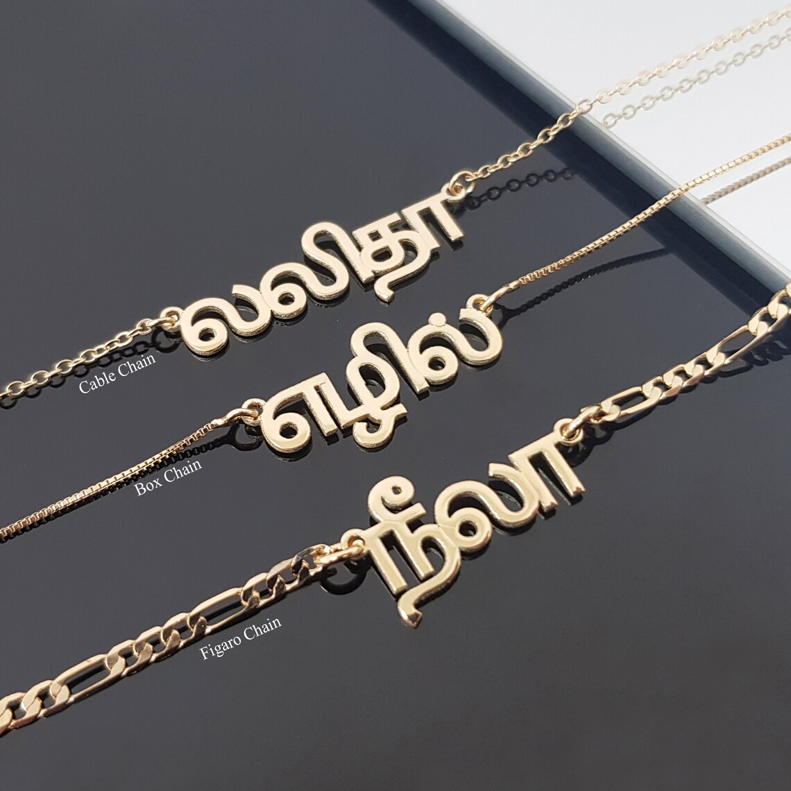 Personalized Tamil Name Necklaces Stainless Steel Custom Any Language Letter Necklace Yoga and Meditation Gifts Best Friend Gift