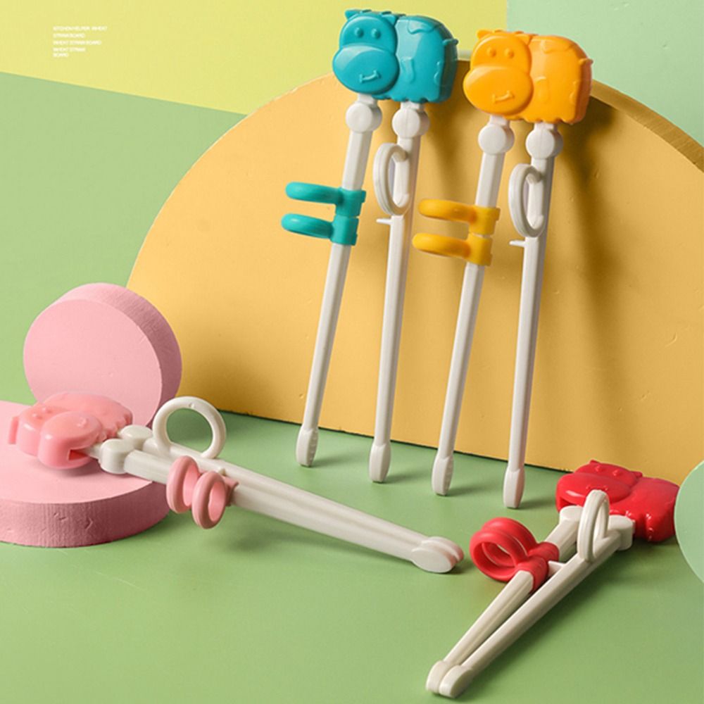 Children Learning Chopstick Kids Silicone Cartoon Cute Animal Hippo Toddler Training Practice Chopsticks