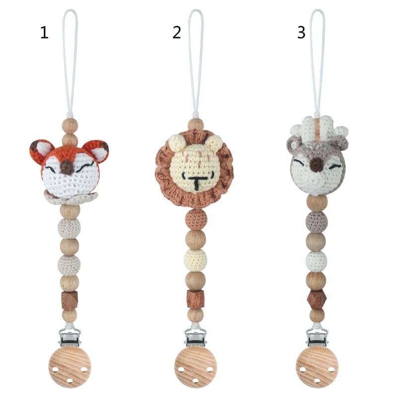 Cartoon Crochet Pacifier Clip Cotton Baby Pacifier Chain Newborn Teething Chain