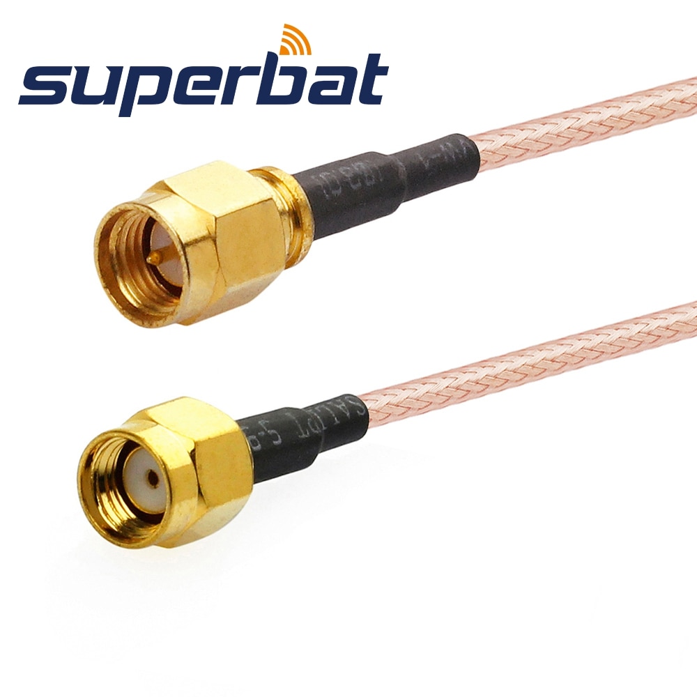 Superbat WIFI Antenna Extension Cable SMA Plug to RP-SMA Male(Female ipin) Pigtail RG316 15cm