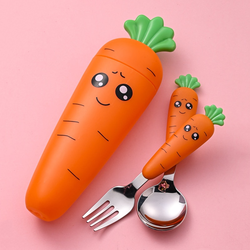 2/3PCS Baby Feeding Utensils Cartoon Fork Spoon Child Cutlery Set Kid Tableware Kitchen Gadgets Cake Vegetable Fork Teaspoon