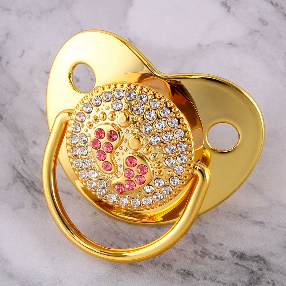 2023 New Baby Pacifier Rose Gold Bling Teether BPA Free Newborn Silicone Pacifier Baby Soother Nipple Dummy Baby Shower Gifts