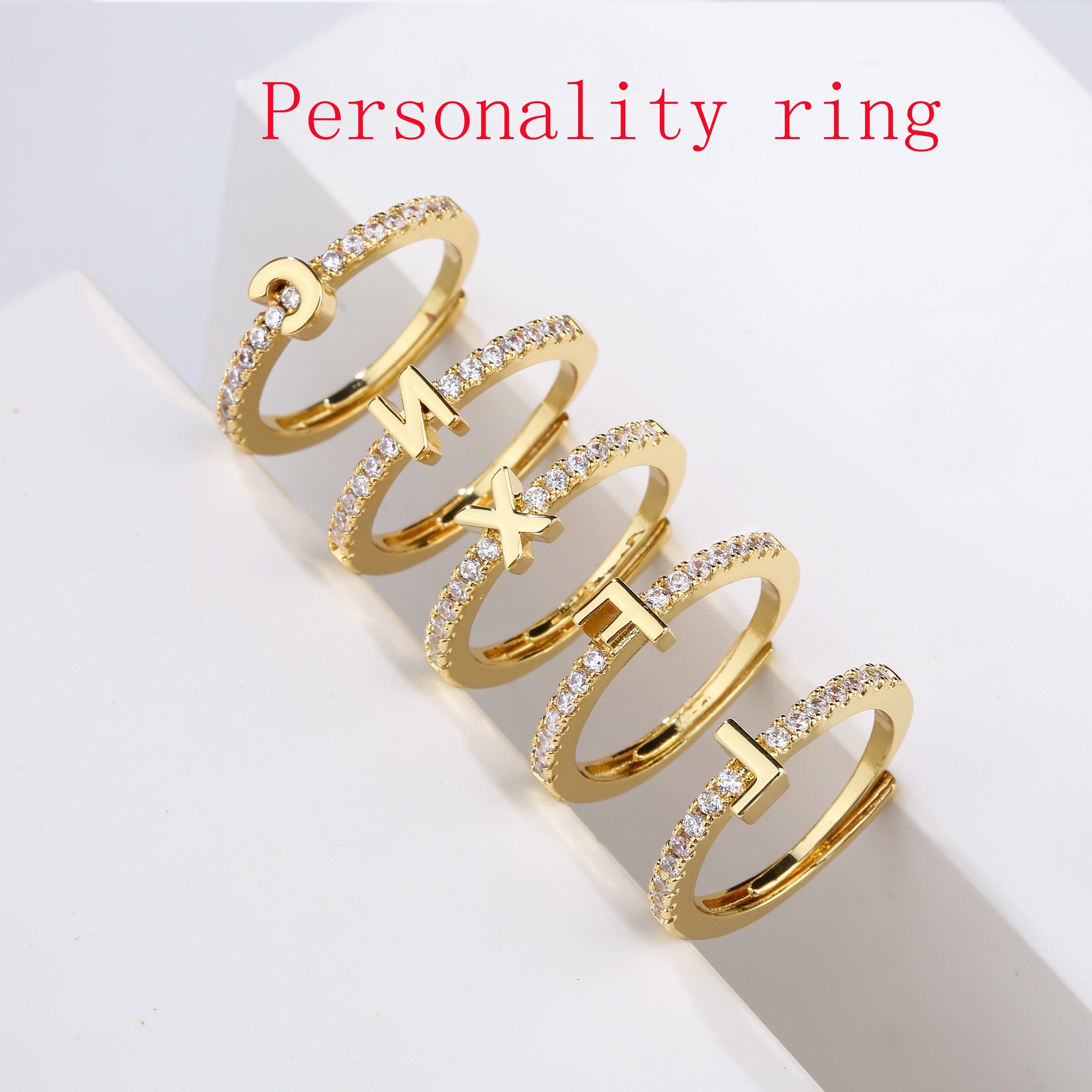 2023 new Fashion initials alphabet ring suitable for women classic simple open finger ring suitable for women party jewelry gift
