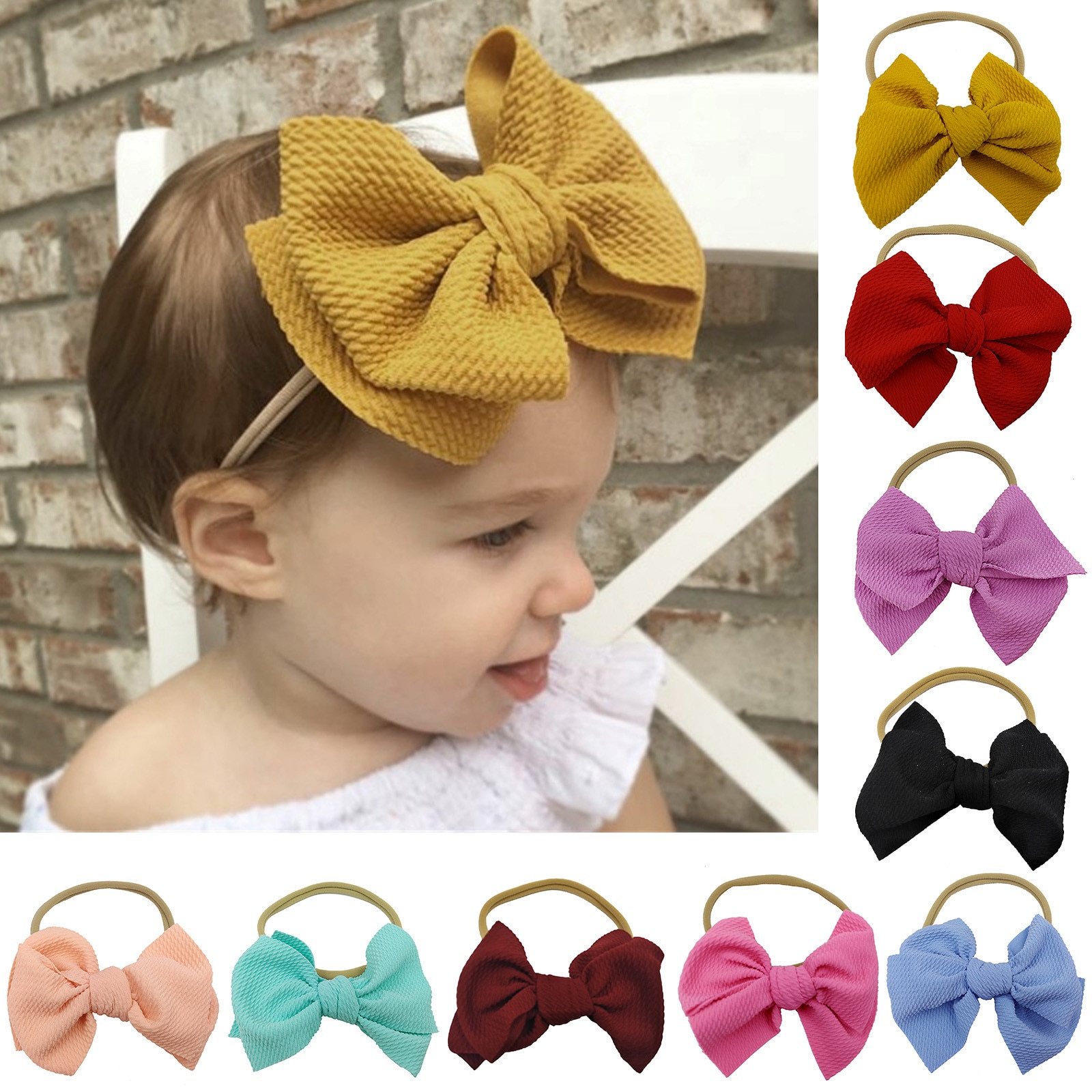 1/2/3 Pcs Infant Headbands 0-3 Years Toddler Baby Girls Headband Bowknot Elastic Hair Band For Infant Solid Bow Accessories