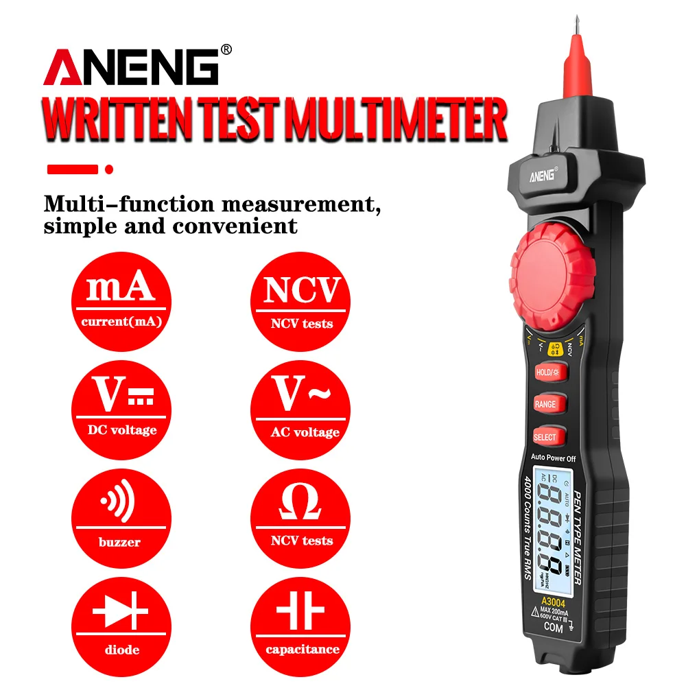 ANENG A3004 Multimeter Pen Type Meter 4000 Counts Non Contact AC/DC Voltage Resistance Capacitance