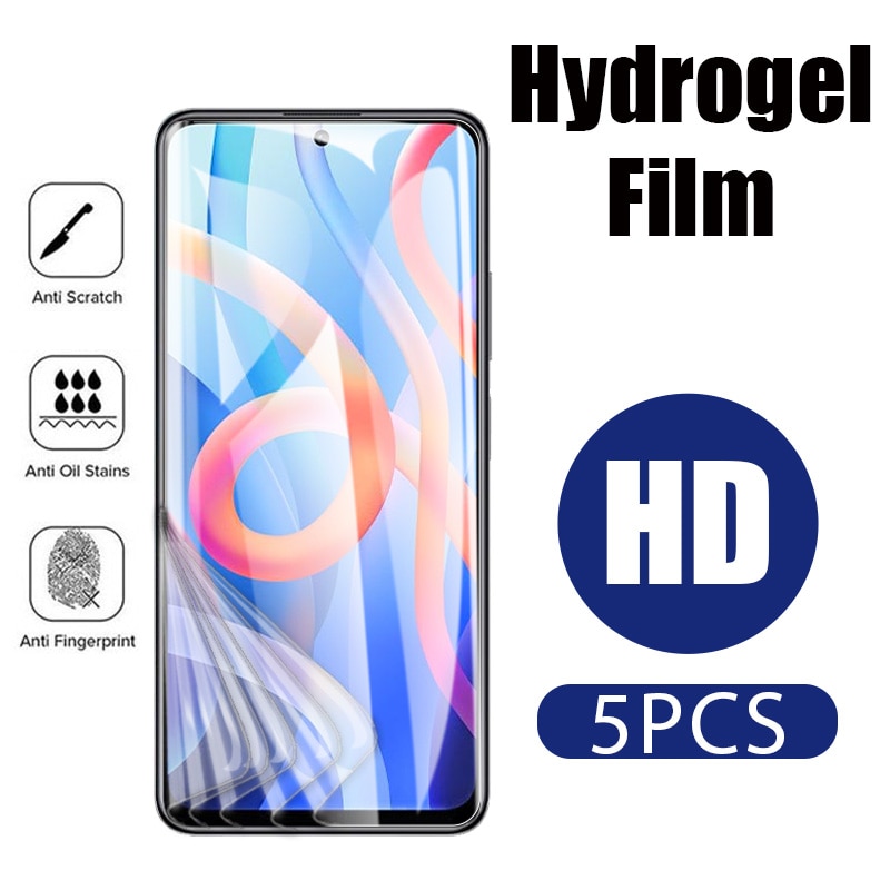 5PCS Screen Protector for Redmi Note 10 11 12 9 8 Pro 11S 10S 9S Hydrogel Film for Redmi A1 Plus 10C 10 9C 9A K60 Pro Note 7