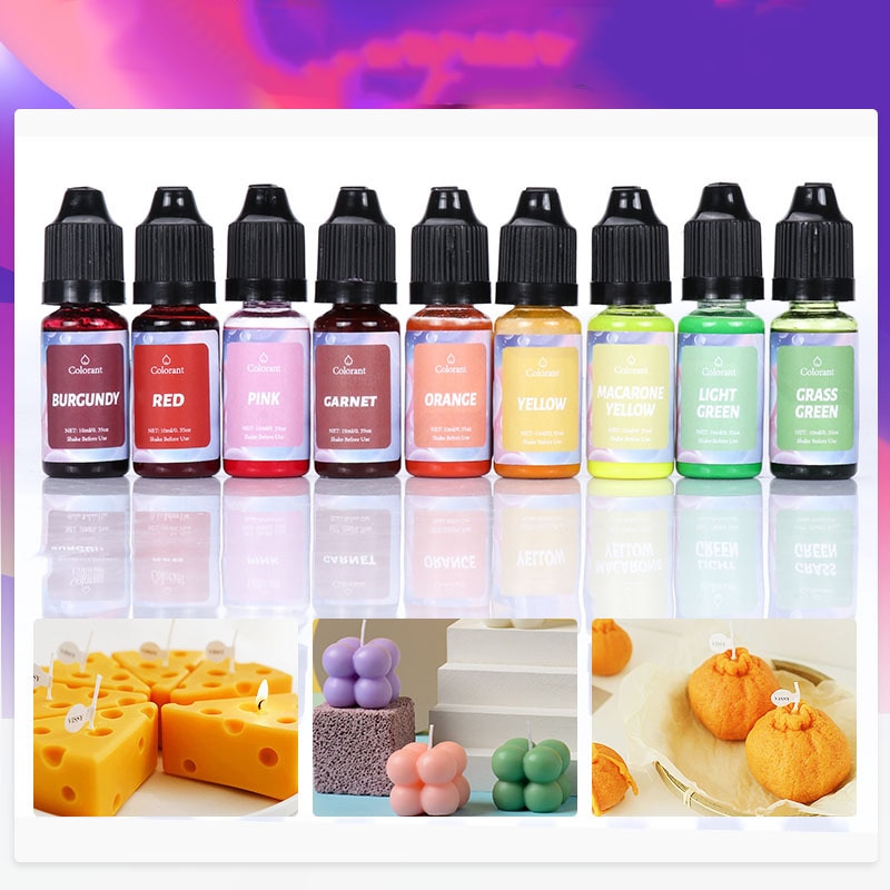 24 Colors Resin Pigment Liquid Colorant DIY Candle Coloring Dye Epoxy Mold Craft Pigment Scented-Candle Soap Colorant 10ml
