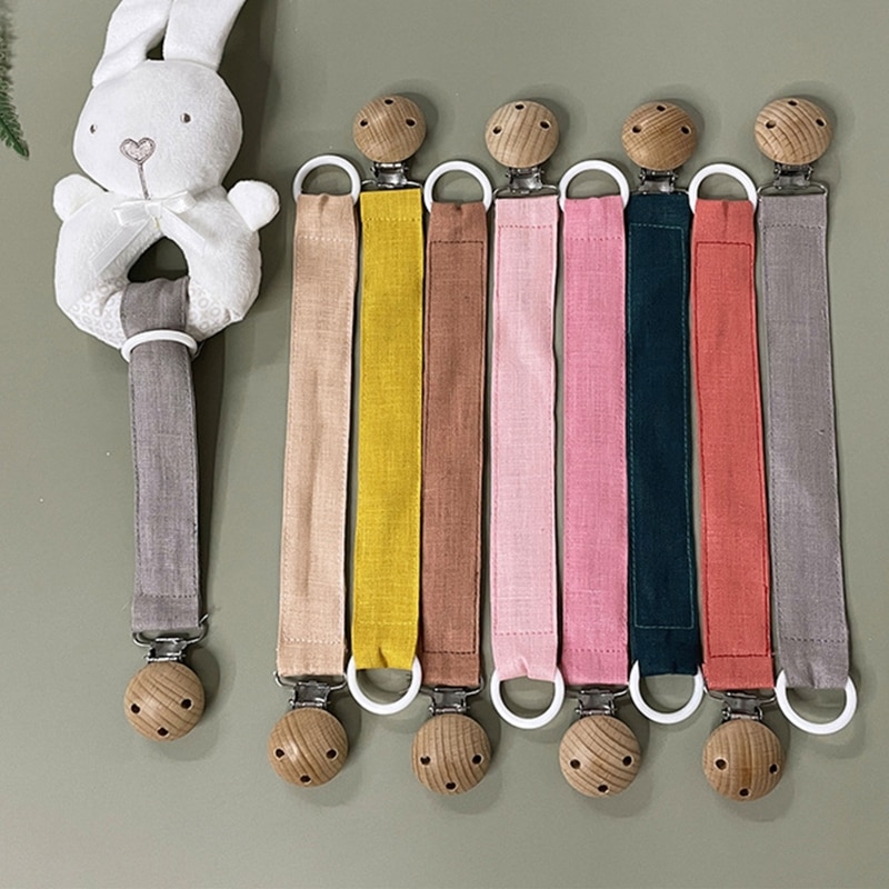 Baby Cotton Pacifier Chain Wooden Clips BPA Free for Infant Newborn Nipple Soother Dummy Holder Shower Gifts