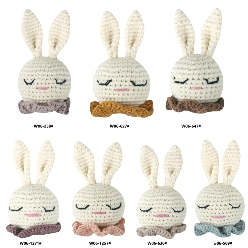 Crochet Rabbit Rattle Loose Bead for Infant Teether Anti-Drop Pacifier Chain Rattle Toy DIY Accessory Baby Teething Gift