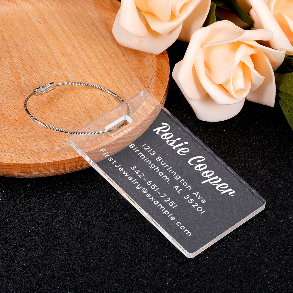 Personalized Travel Luggage Tag Baggage Customized Name Address Trip Acrylic Tags Suitcase Holder Luggage Tag Travel Accessories