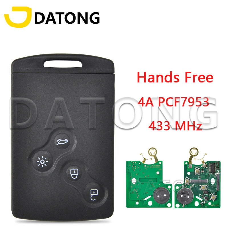 Datong World Car Remote Control Key For Renault Clio IV 2009-2015 Captur 2013-2017 4A Chip 433MHz