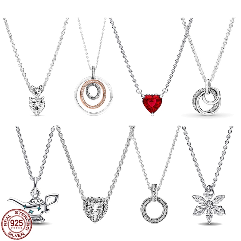 Hot selling 925 sterling silver classic shiny round teapot snowflake pendant necklace fit original Pandora beads DIY jewelry