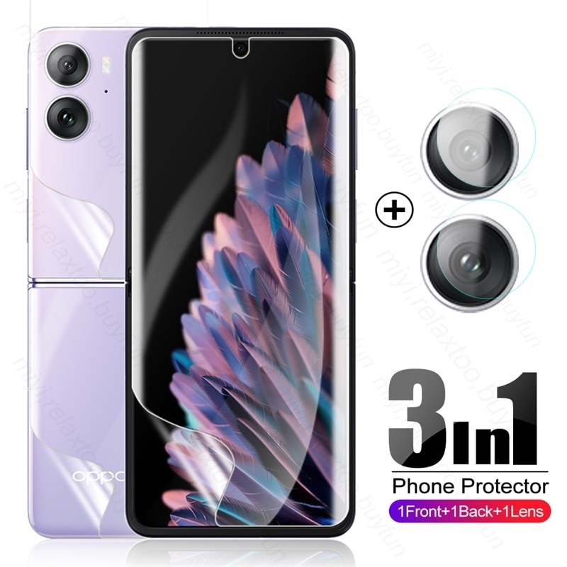 3In1 Camera Glass Front Back Soft Hydrogel Protective Film For Oppo Find N2 Flip N2Flip Orro Opo Findn2flip 5G 2023 CPH2437 6.8&