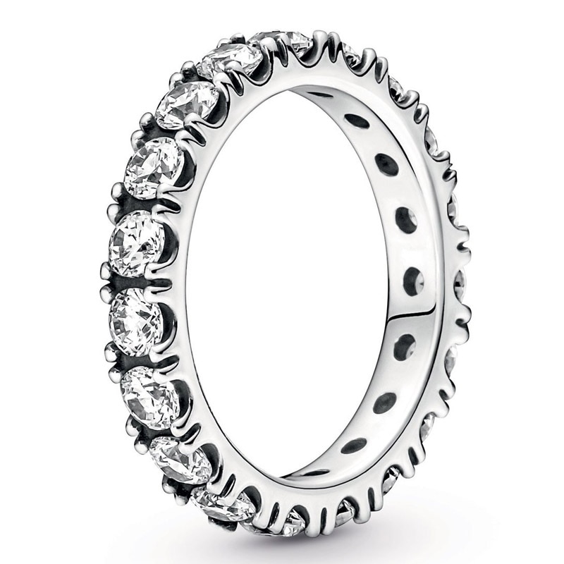 Authentic 925 Sterling Silver Sparkling Row Eternity Ring For Women Wedding Party Europe Fashion Jewelry