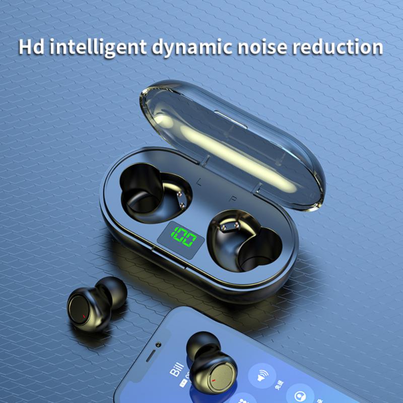 Y60 Wireless Bluetooth Headset Noise Reduction In-ear Sports Headset Charged Quantity Digital Display Touch Voice Control