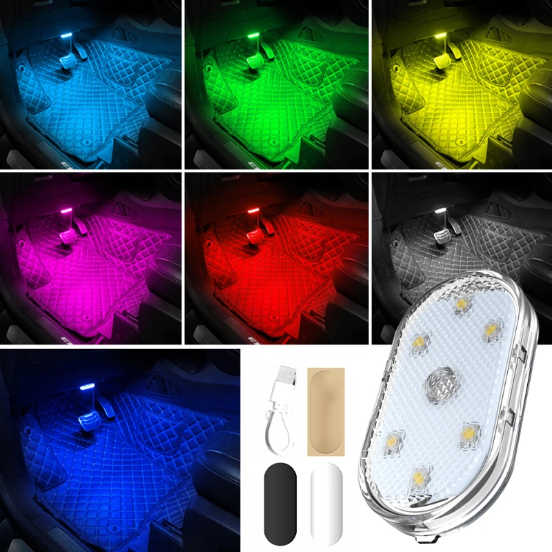 Car Colorful Mini LED Atmosphere Light USB Charging Magnetic Suction Wireless Touch Light Roof