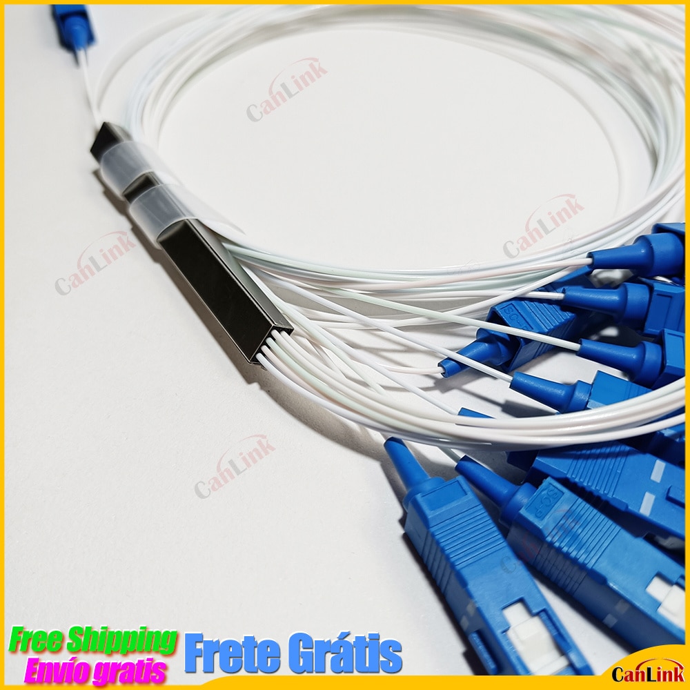 High Quality 30pcs/Lot 1X2 1X4 1X8 PLC SC/UPC SM 0.9mm G657A1 PVC 1m FTTH Fiber Optic Splitter