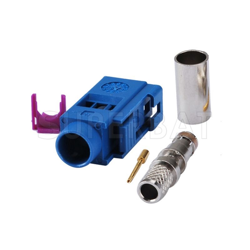 Superbat 10pcs Fakra Crimp Female RF Coaxial Connector for Blue GPS Telematics or Navigation for Cable LMR195,RG58,RG142,RG400