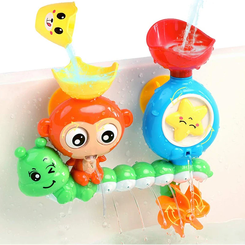 Baby Bath Toy Wall Sunction Cup Track Water Games Children Bathroom Monkey Caterpilla Bath Shower