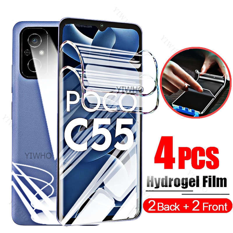 4Pcs HD Cover Front Back Hydrogel Film For Xiaomi Poco C55 Protective For Xiaomi PocoC55 C 55 6.71Inch full Fingerprint Tempered