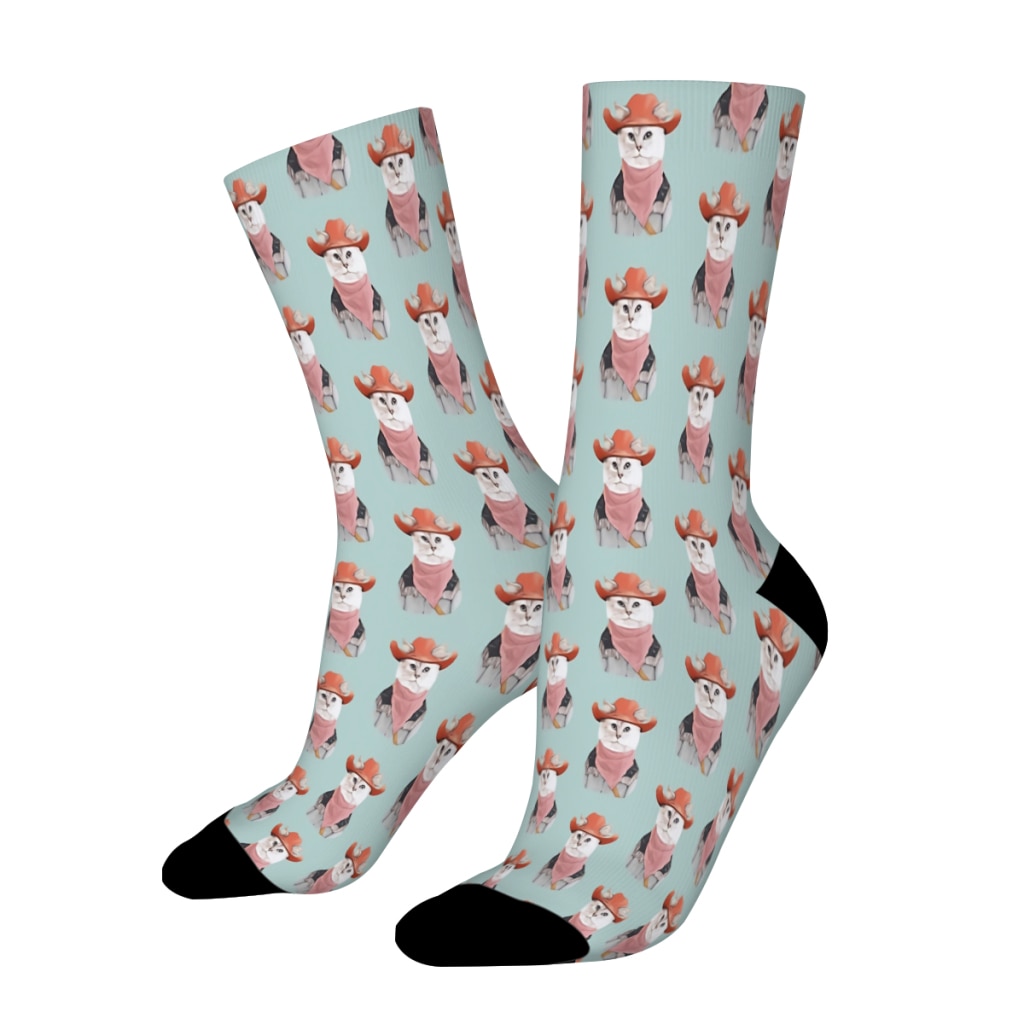 Rodeo Cat Straight Socks Male Mens Women Spring Stockings Polyester Printed