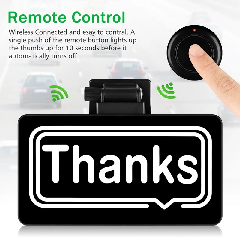 Car Rear Window Thanks Light Auto Remote Control Driving Etiquette Lights Sign Display Light RGB LED Lamp