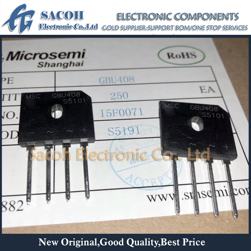 New Original 10Pcs GBU408 GBU406 GBU410 GBU405 GBU404 GBU403 GBU402 GBU401 DIP-4 4A 800V BRIDGE RECTIFIER