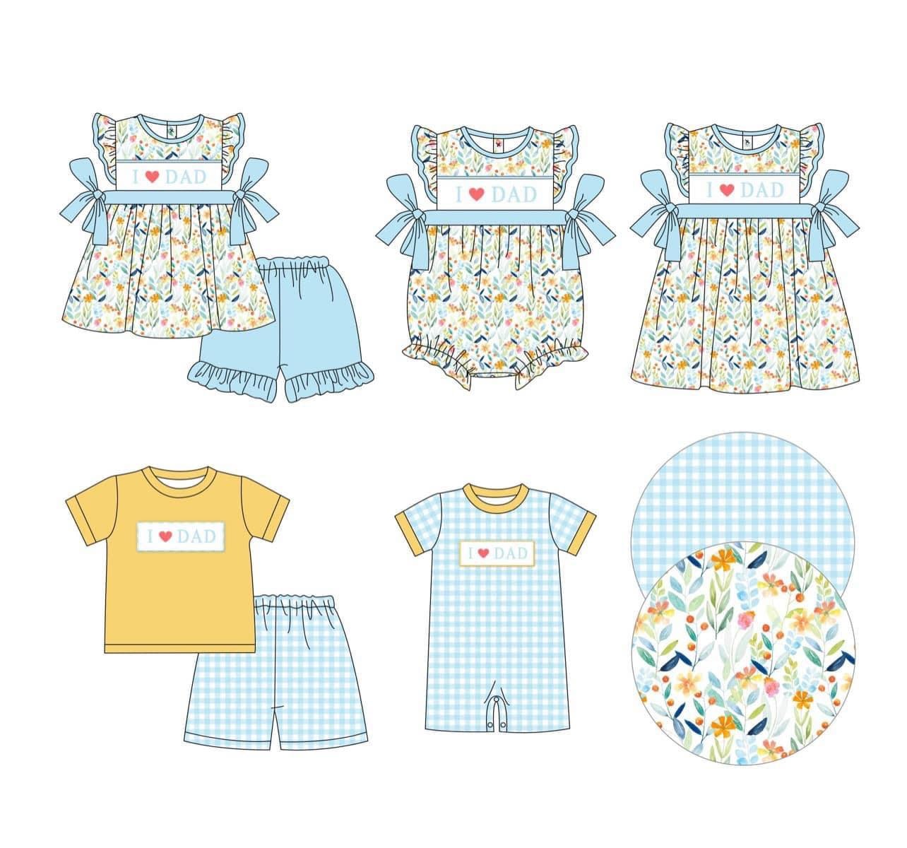 2023 Factory 100% Handmade I LOVE MOM Baby Romper Cute I LOVE DAD Embroidery Girl Boutique Clothes For Baby Dress