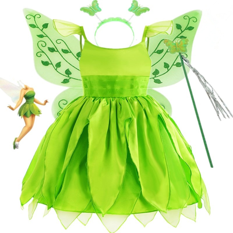 Cosplay Costumes for Girls 2023 Green Flower Fairy Elf Dress With Butterfly Wings Outfits Halloween Carnival Party Costume