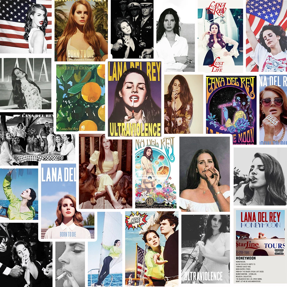 25PCS Singer Lana Del Rey Stickers Born To Die Honeymoon Paradise DIY Laptop Luggage Car Skateboard