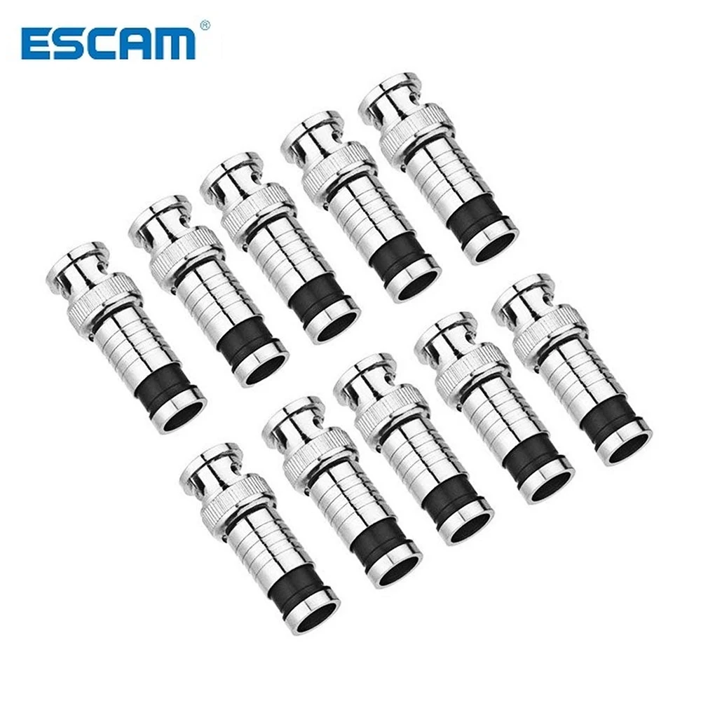 ESCAM 10PCS/lot security system BNC Connector Compression Connector Jack for Coaxial RG59 Cable CCTV