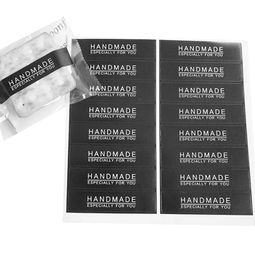 160pcs/lot Black 'HANDMAND' Baking Rectangular Sealing Sticker DIY Gift Package Decorative Paper Label Stickers Scrapb