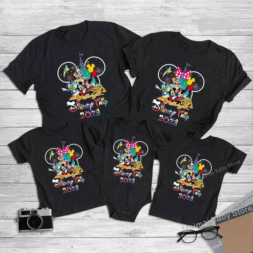 Disney Trip 2023 Shirts Funny Mickey Minnie Disneyworld Tshirts Fashion Father Mother Kids T Shirt First Disney Vacation Outfits