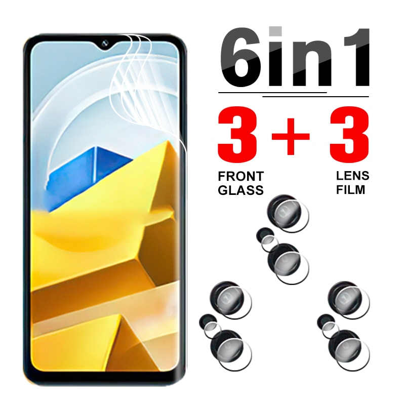 6in1 Hydrogel Film For xiaomi poco m5 m 5 pocom5 5 m 6.58'' Full Cover Front Soft Film pocophone m5 Camera Lens Screen