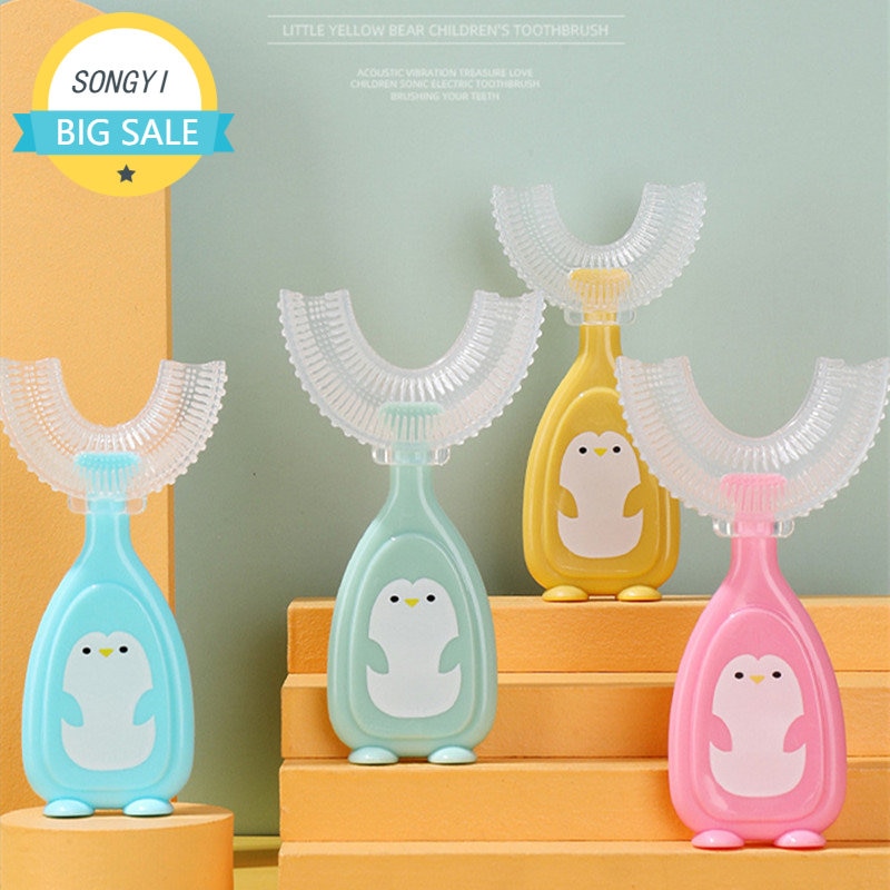 Baby Toothbrush Children's Teeth Oral Care Cleaning Brush Silicon 360 Degree U-shaped Soft Silicone Teethers Newborn Dental