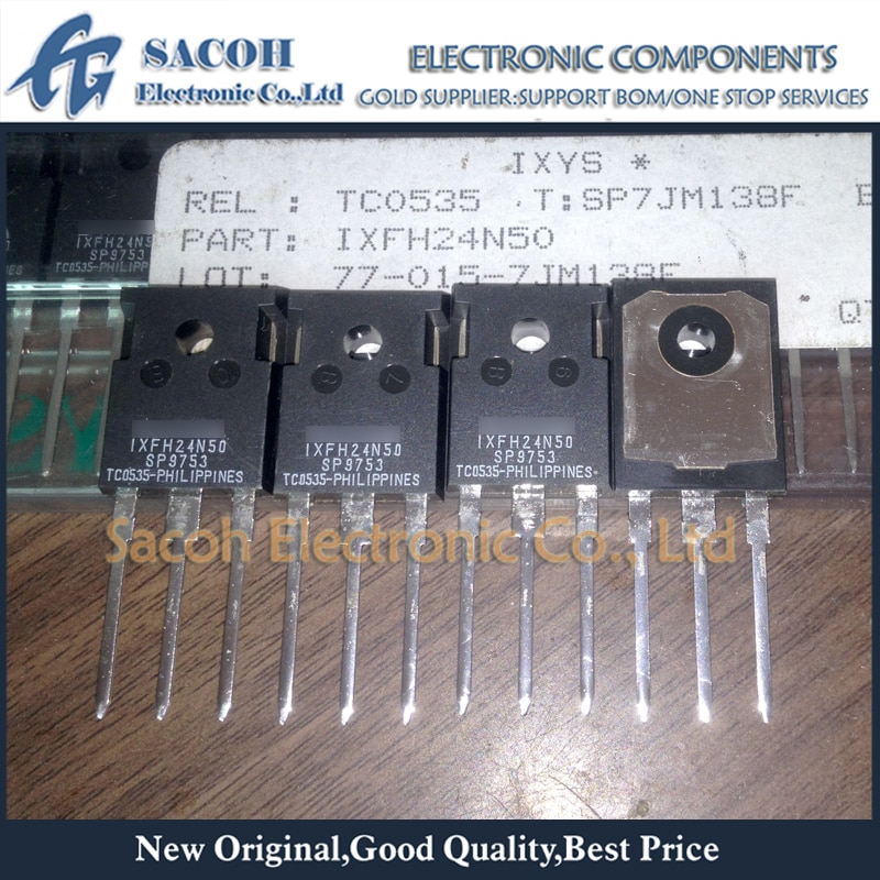 Genuine new original 5PCS/Lot IXFH24N50 IXFH24N50Q 24N50 TO-247 24A 500V Power MOSFET