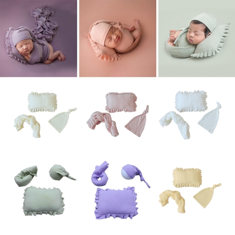 Baby Muslin Hat & Posing Pillow Photo Blanket Newborn Photostudio Decorations