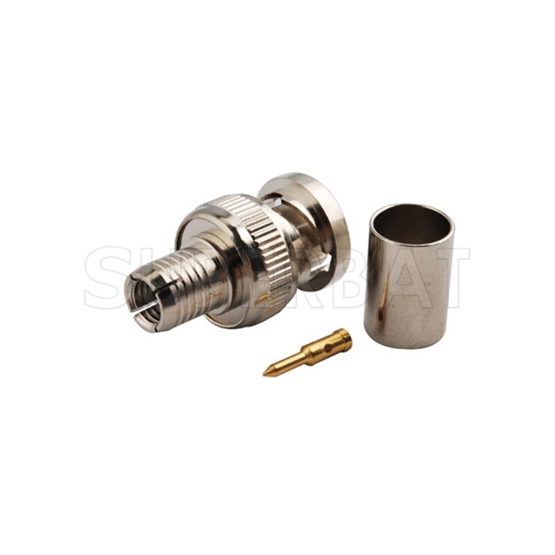Superbat 10pcs BNC Crimp Male Nickel Connector for Cable 50-5 Striaght